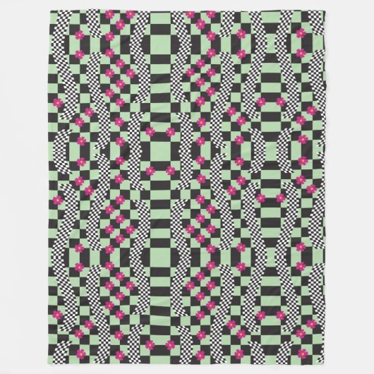Retro-eckerboard-Design Fleecedecke (Vorderseite)