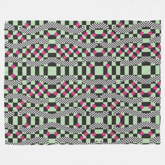 Retro-eckerboard-Design Fleecedecke (Vorderseite (Horizontal))