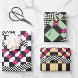 Retro-eckerboard-Design Geschenkpapier Set