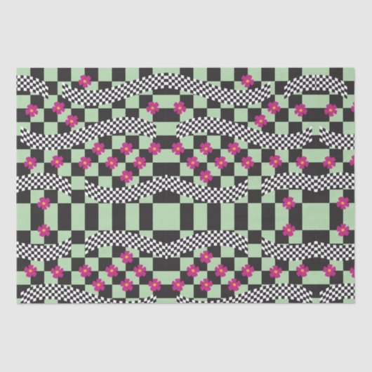 Retro-eckerboard-Design Seidenpapier (Vorderseite)