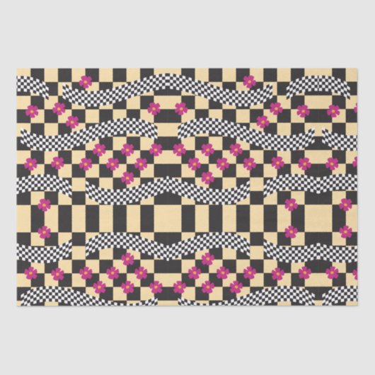 Retro-eckerboard-Design Seidenpapier (Vorderseite)