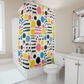 Retro Eclectic farbige Punkte und Linien Duschvorhang (Beispiel)