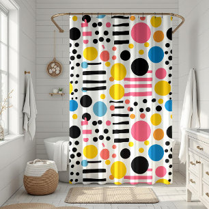 Retro Eclectic farbige Punkte und Linien Duschvorhang