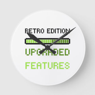 Retro-Edition Aufgerüstete Funktionen Pixel-Art-Ga Runde Wanduhr