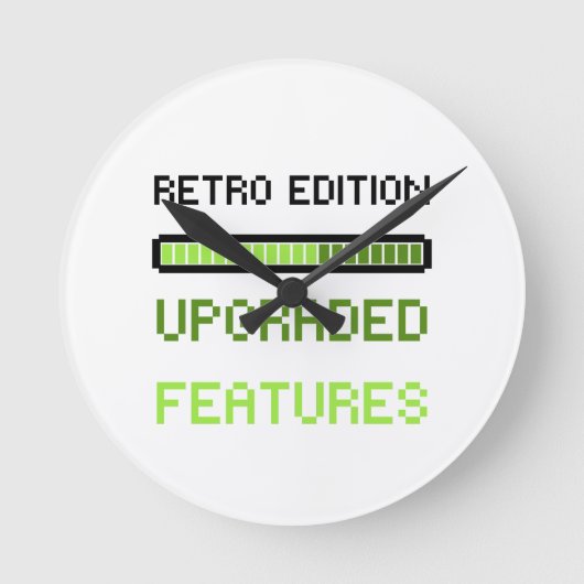 Retro Edition Upgraded Features Pixel Art Gaming  Runde Wanduhr (Vorderseite)
