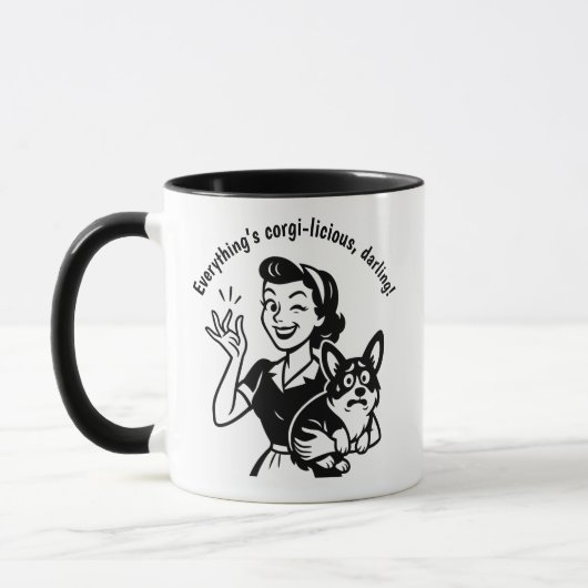 Retro-Ehefrau erschreckt Corgi Dog Lover Geschenk Tasse (Links)