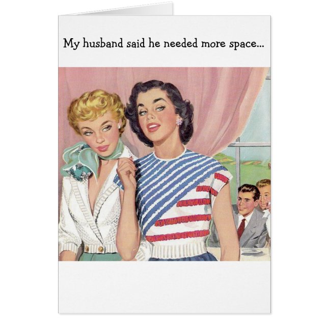 Retro Ehefrau - verschlossener Ehemann draußen, (Vorne)