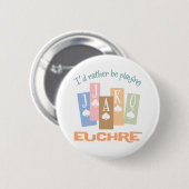 Retro Eher Euchre Spielen Button (Vorne & Hinten)