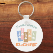Retro Eher Euchre Spielen Schlüsselanhänger (Vorderseite)