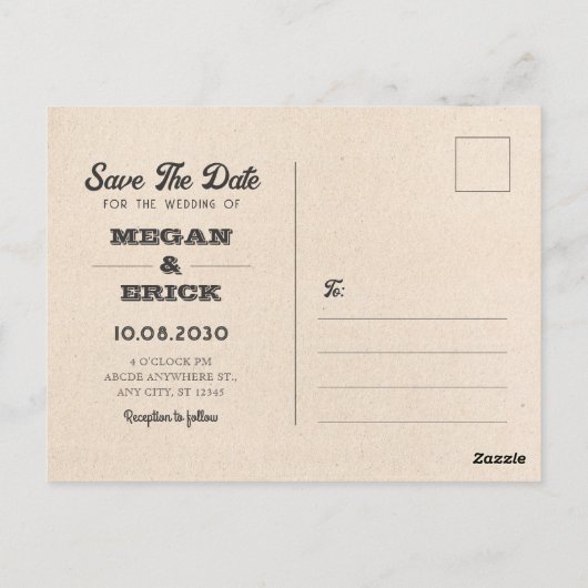 Retro Eheschließung Postkarte (Rückseite)