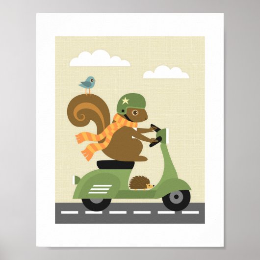 Retro Eichhörnchen Poster Print (Vorne)