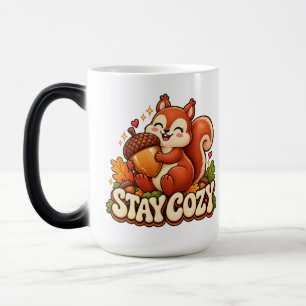 Retro-Eichhörnchen-Tasse 'Bleib gemütlich' im Zwei Verwandlungstasse