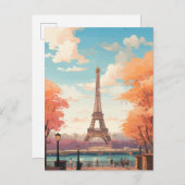 Retro Eiffel Tower, Paris, Frankreich Postkarte (Vorne/Hinten)
