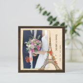 Retro Eiffelturm Foto Rahmen Hochzeitseinladung Feiertagskarte (Stehend Vorderseite)