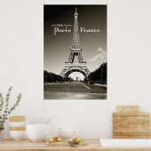 retro Eiffelturm Poster (Küche)