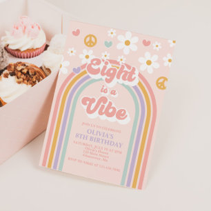 Retro Eight ist ein Vibe Regenbogen 8. Geburtstag Einladung