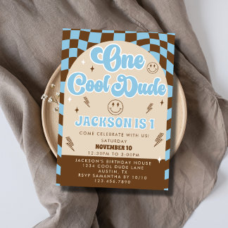 Retro Ein Cooler Typ Baby Boy 1. Geburtstag Party Einladung