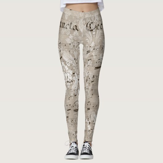 Retro-Ein-von-einer-Art ephemera Muster Frauen wei Leggings (Vorderseite)