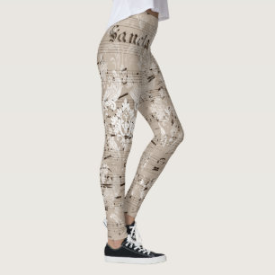 Retro-Ein-von-einer-Art ephemera Muster Frauen wei Leggings