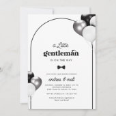 Retro eine kleine Gentleman Arch Bow Krawatte Baby Einladung (Vorderseite)