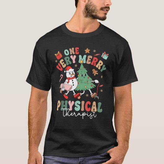 Retro eine sehr frohe Physikaltherapeutin Weihnach T-Shirt (Vorderseite)