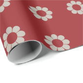Retro Einfache Blume und Muster | Weihnachtsrot Geschenkpapier (Rolleneckpunkt)