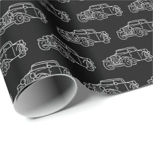 Retro einfache elegante Schwarz-Weiß-Klassiker-Aut Geschenkpapier