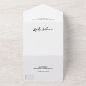 Retro einfache Schwarz-Weiß-Drehbuch-Hochzeit All In One Einladung (Außenbereich)