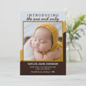 Retro-Einführung Baby Foto Geburtsankündigung Ankündigung (Stehend Vorderseite)