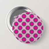 Retro eingekreiste Punkte, Fuchsie, grau und rosa Button (Vorne & Hinten)