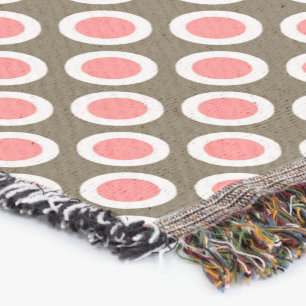 Retro eingekreiste Punkte, Taupe und Korallenrosa Decke