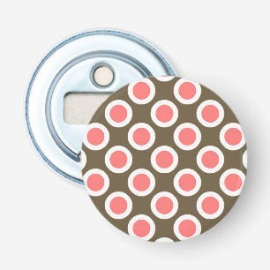 Retro eingekreiste Punkte, Taupe und Korallenrosa Flaschenöffner