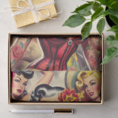 Retro-Eingezogene Mädchen Seidenpapier (Geschenk)