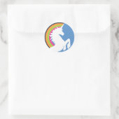 Retro-Einhorn- und Regenbogenkleber der 80er Jahre Runder Aufkleber (Tasche)