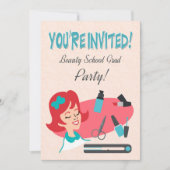 Retro Einladung für ein Party an der Schönheitssch (Vorderseite)