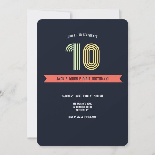 Retro-Einladung in zweistelliger Zahl Einladung (Vorderseite)