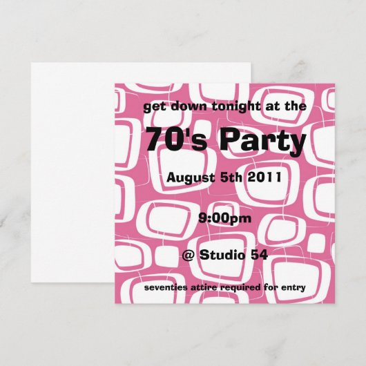 Retro-Einladung (rosa) Einladung (Vorne/Hinten)