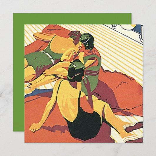 Retro Einladung Sommerhaus ~ Strand ~ Pool-Party (Vorne/Hinten)