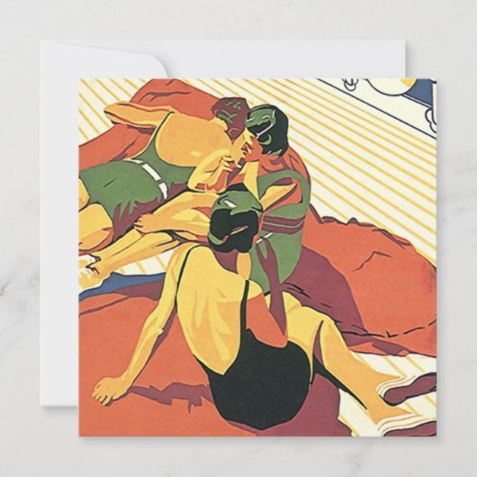 Retro Einladung Sommerhaus ~ Strand ~ Pool-Party (Vorderseite)