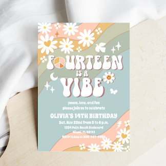 Retro Einladung zum 14. Geburtstag