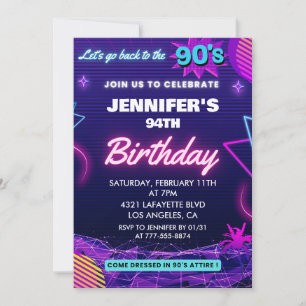 Retro-Einladung zum 94. Geburtstag Zurück in die 9 Einladung
