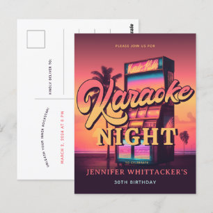 Retro-Einladung zur Karaoke-Party zum 30. Geburtst Postkarte