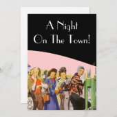 Retro Einladungen Nacht auf dem Bachelorette (Vorne/Hinten)