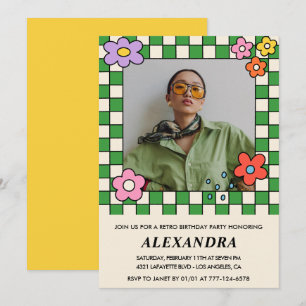 Retro-Einladungen zum 29. Geburtstag Groovy Flower Einladung