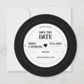 Retro Einzigartige Vinyl Record Hochzeit Speichern Einladung (Vorderseite)
