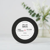 Retro Einzigartige Vinyl Record Hochzeit Speichern Save The Date (Stehend Vorderseite)