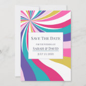 Retro Einzigartige Waves Save the Date rosa Einladung (Vorderseite)