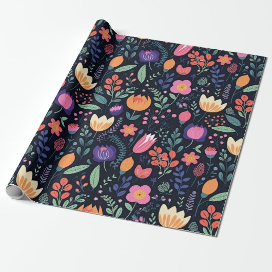 Retro Einzigartiger Fetter Boho-Stil Verspielter F Geschenkpapier (Ungerollt)