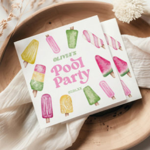 Retro-Eis-am-Stiel-Geburtstags-Poolparty Serviette