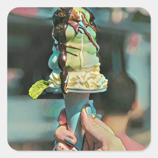Retro-Eis-Popsiv Quadratischer Aufkleber (Vorderseite)